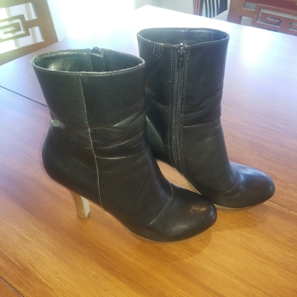 Black tall ankle boots